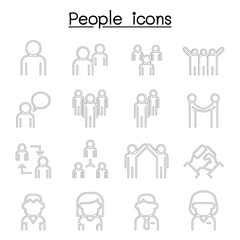 Fototapeta premium people icon set in thin line style