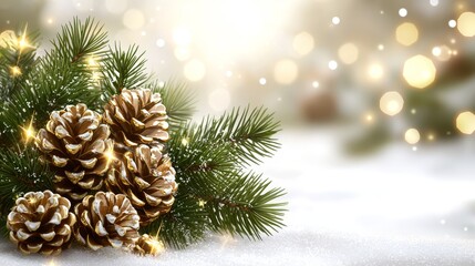 Obraz premium A bunch of pine cones sitting on top of a snow covered ground