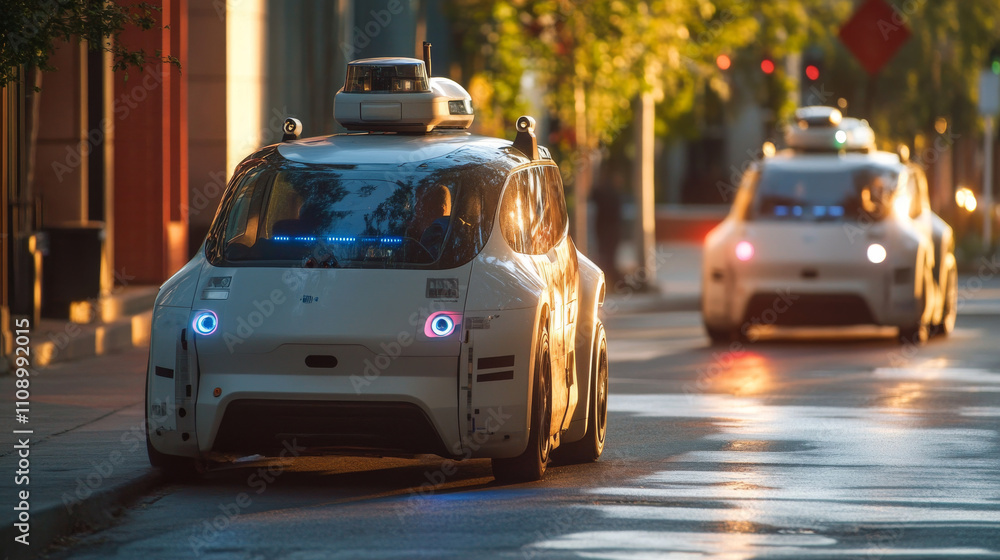 Aufkleber robot driver of autonomous car. ai of driverless system of vehicles in image cyborg. concept of arti