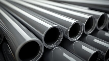 Fototapeta premium A pile of steel pipes stacked on top of each other