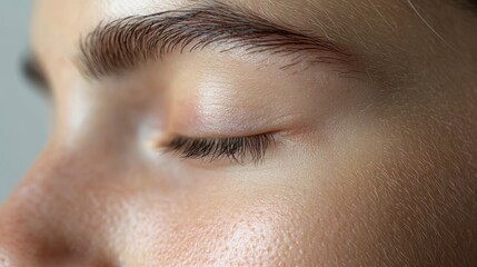 Obraz premium Close-up of a Woman's Eyelid, Soft Skin Texture, Beauty Shot
