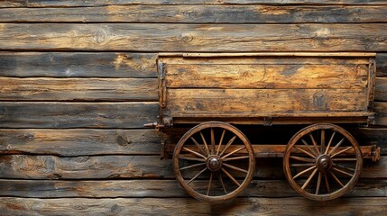Obraz premium A wooden wagon sitting on top of a wooden wall