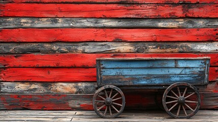 Obraz premium A wooden wagon sitting on top of a wooden floor