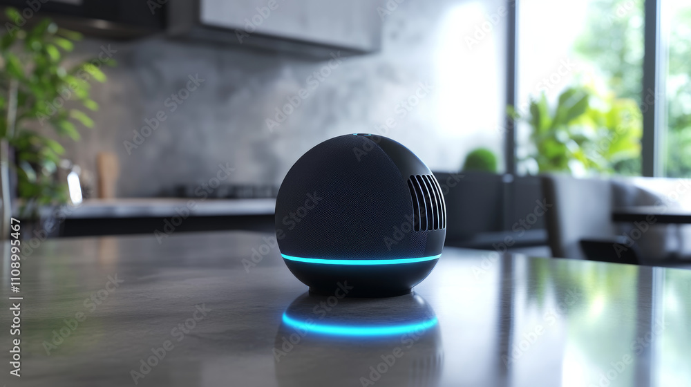 Poster smart speaker recognitions voice commands and controls devices of smart home. personal voice assista