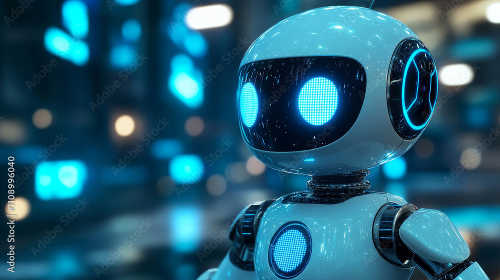 Aufkleber ai of analysis data stock exchange market. abstract ai face hanging in cyberspace in data centers, s
