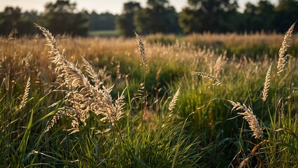 Tall grasses swaying in a breeze.