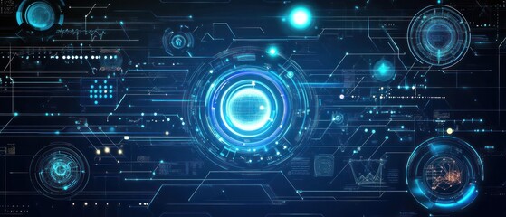 Obraz premium Futuristic digital interface with glowing elements