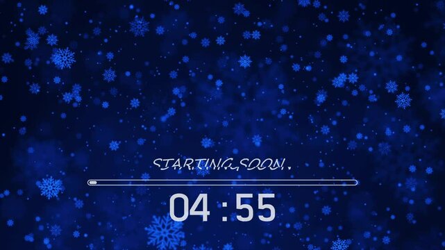 Christmas Countdown Timer 5 Minutes with Progress Bar and Snow Falling Christmas Themed Background