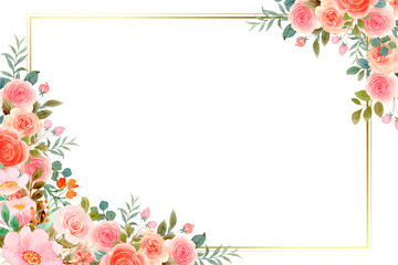 watercolor flower frame background for design