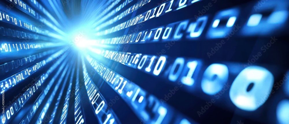 Poster abstract representation of data flow with binary code