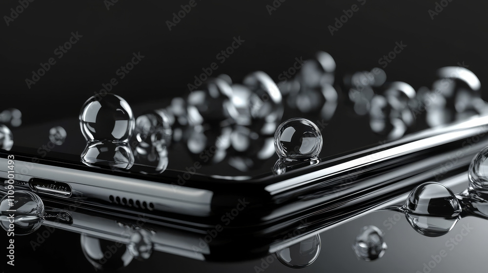 Poster modern frameless smartphone with empty chat bubbles on screen. message or sms on mobile phone. reali