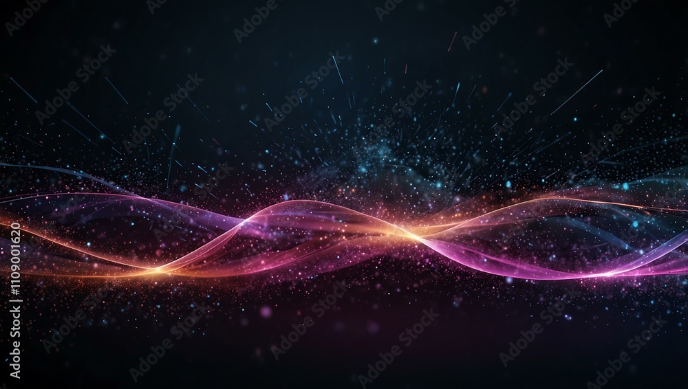 Poster technology particle abstract background.