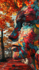Fototapeta premium Art faces, phone wallpaper, the art of colorful faces and emotions