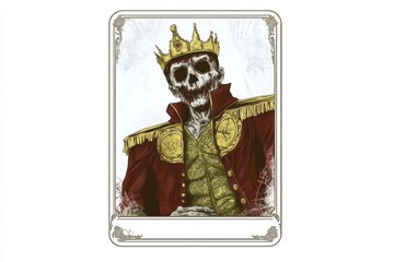 A baron zombie in a regal outfit, wearing a crown, exuding a dark majesty.