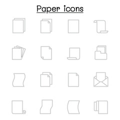 paper icon set in thin line style