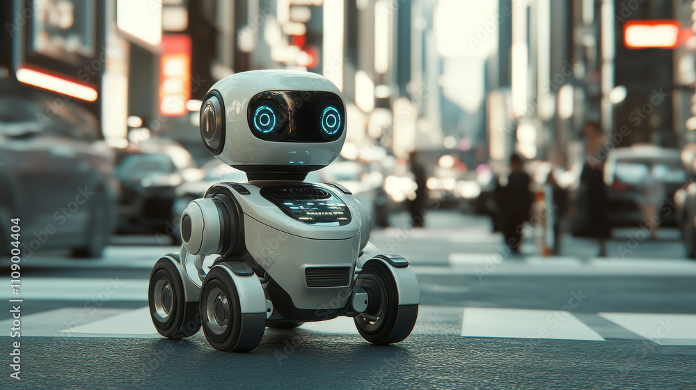 Aufkleber robot driver of autonomous car. ai of driverless system of vehicles in image cyborg. concept of arti