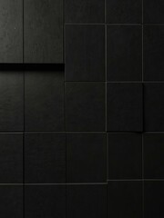 Naklejka premium Textured black cube wall creating a modern aesthetic.