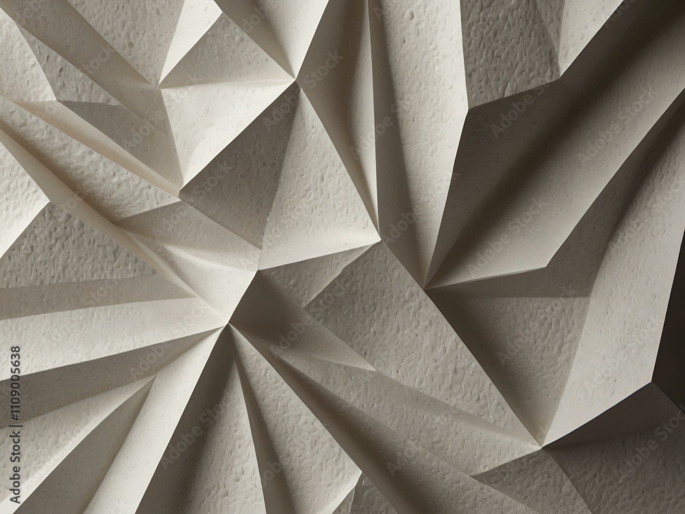 Poster textured white paper with creases and folds creating a unique design.