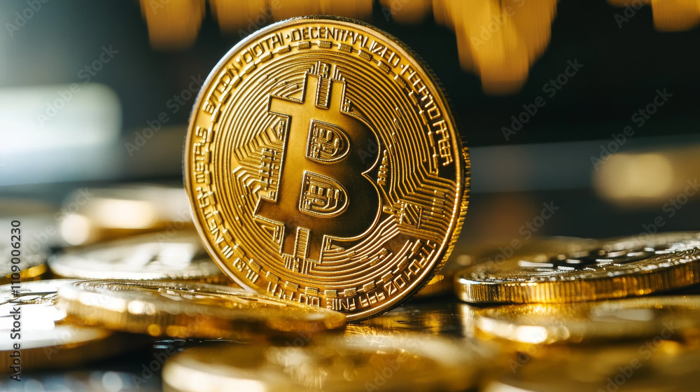 Poster mining blockchain concept illustration. digital crypto currency abstract background. fintech technol