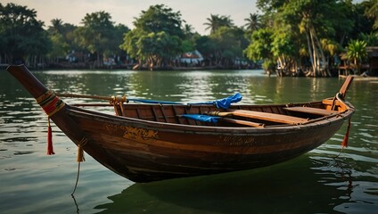 Obraz premium Thai traditional wooden longtail boat.