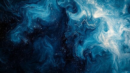 Obraz premium a blue and white abstract painting with stars in the background, creating a beautiful and mesmerizing wallpaper
