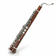 Obraz premium A concert bassoon with a long, curved body and silver keys, producing deep