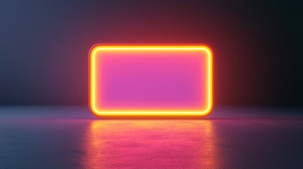 A glowing neon rectangular frame with a vibrant pink center, set against a dark background, creating a modern and sleek aesthetic.