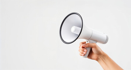 Announcement with a Megaphone on White Background