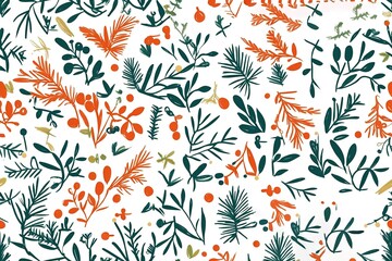 Obraz premium Christmas flat lay design with gift boxes. Wrapping paper or fabric. Set Christmas and New year element, poster for your design. Merry Christmas calligraphy with hand drawn decorative frame. 