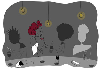 Ladies night out. Women taking a drink together at a bar. Friday afternoon drinks. Meetup. Networking.