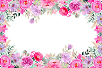 watercolor flower frame background for design