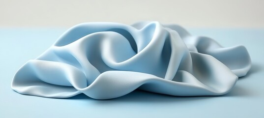 Obraz premium Abstract background with smooth, blue fabric, creating elegant folds and waves. Minimalist backdrop.