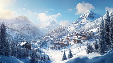 Picturesque Winter Scene of Arosa Ski Resort