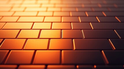 A close-up of polished tiles reflecting warm light, showcasing a textured pattern that creates a visually appealing surface.