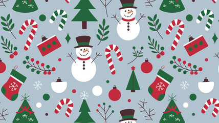 Festive Christmas Patterns with Seasonal Elements and Holiday Decorations  
