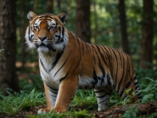 Obraz premium Tiger in a natural forest setting.