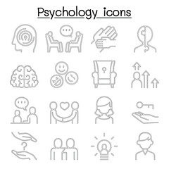 Fototapeta premium Psychology icon set in thin line style