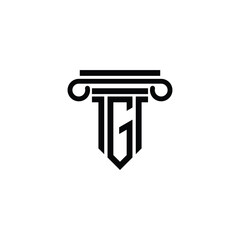 Letter G logo design template with Column logo shape.
