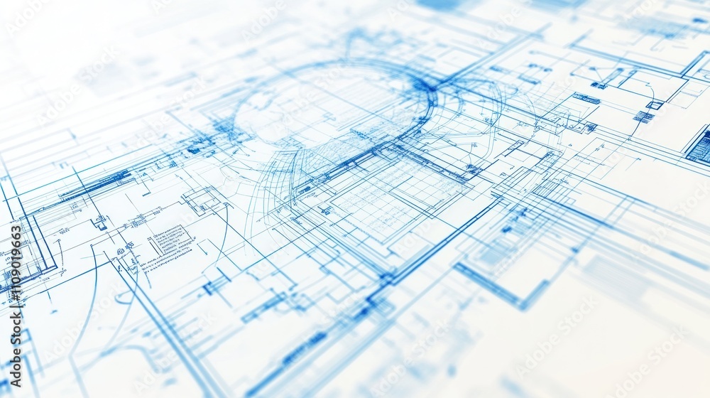 Poster abstract blueprint design with intricate lines and shapes