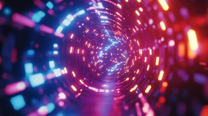 Obraz premium Abstract tunnel with vibrant glowing lights
