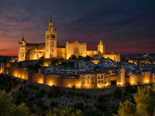 Fototapeta premium Toledo, a medieval Spanish town at sunset.