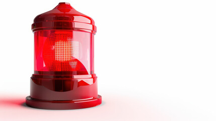 red emergency light on white background