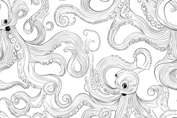 Fototapeta premium The tentacles hand draw on white background 