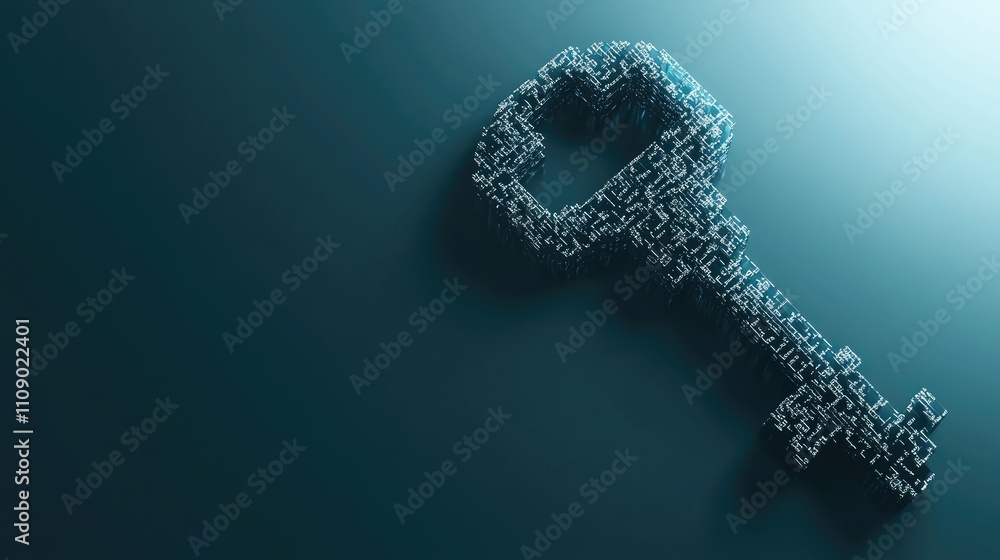 Aufkleber A key formed from digital code on a grey background, symbolizing access to information or technology. Ideal for cyber security or tech-themed visuals.