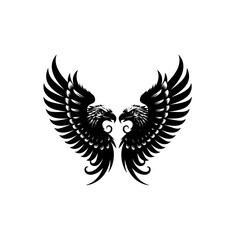 Obraz premium Silhouette of two eagle heads facing each other, Black and white illustration two eagle vector silhouette