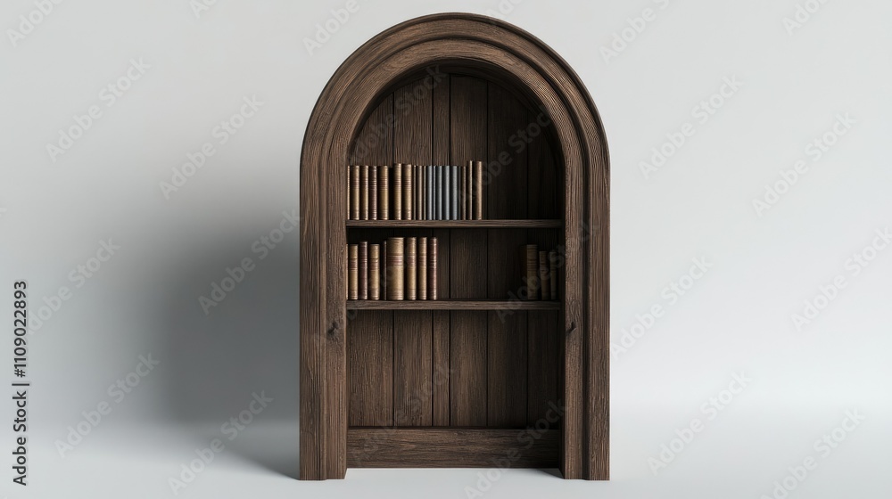 Poster A mysterious secret bookshelf hidden behind a door, creating a sense of intrigue and wonder. Perfect for creative storytelling or escape room concepts.