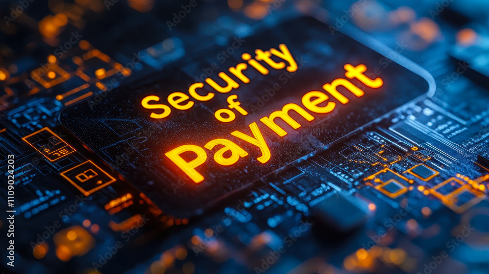 Aufkleber digital payment security concept with futuristic circuit board design and glowing font