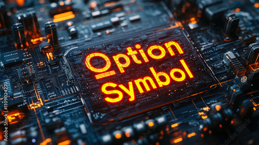 Poster futuristic circuit board banner with option symbol text in neon light effect
