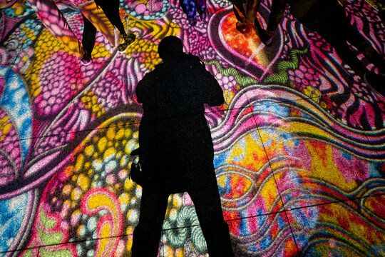 Potsdamer Plarz, Festival of Lights 2024, Bodenprojektion, 20. Jubilaeum, Celebrating Freedom, Berlin, Deutschland