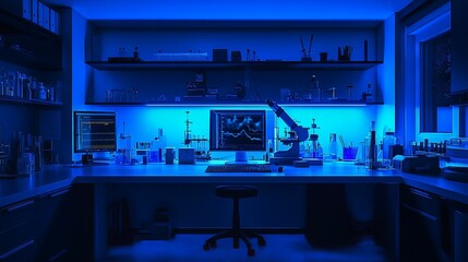 Modern Blue Lit Laboratory Research Space